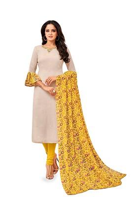 Beige Embellished Poly Blend Kurta Set