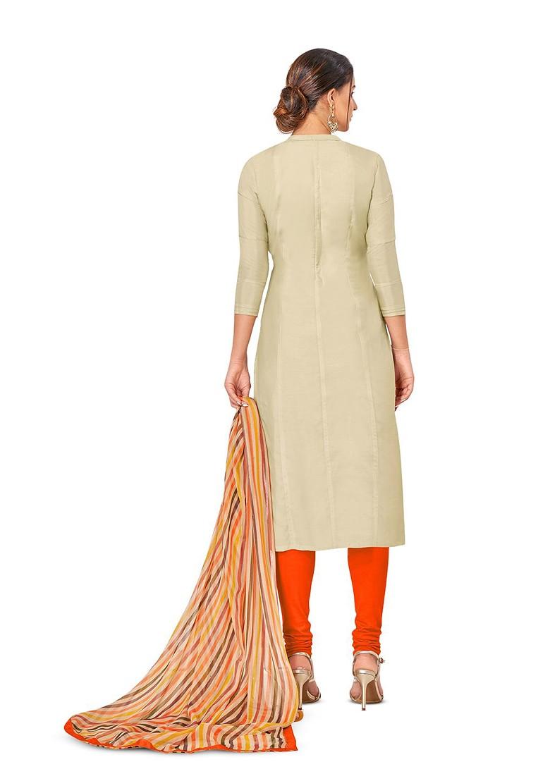 Beige Embellished Poly Blend Kurta Set - Indya
