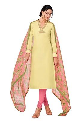 Lime Green Sequin Embroidered Poly Blend Kurta Set
