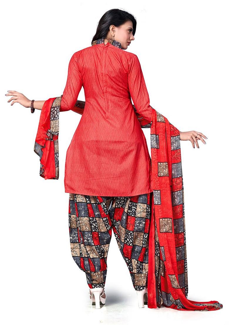 Red Printed Pure Cotton Kurta Set