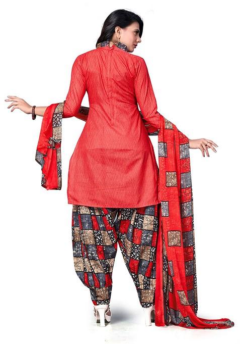 Red Printed Pure Cotton Kurta Set
