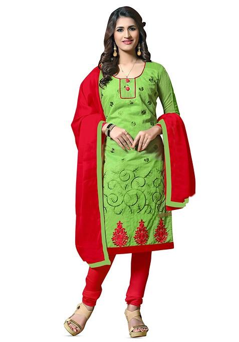 Green Embroidered Blended Pakistani Suit Set