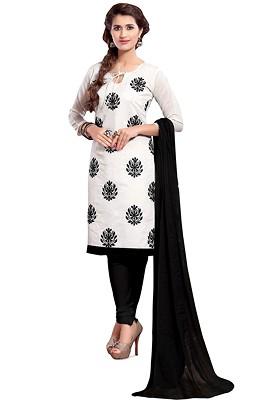 White Embroidered Poly Blend Kurta Set