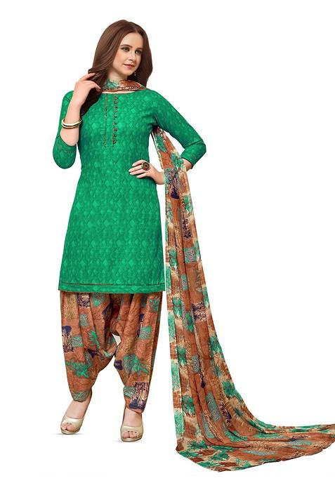 Sea Green Printed Pure Cotton Kurta Set