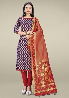 Navy Blue Solid Poly Blend Kurta Set