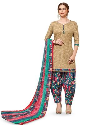 Beige Printed Pure Cotton Kurta Set