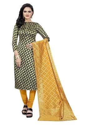 Black Woven Poly Blend Kurta Set