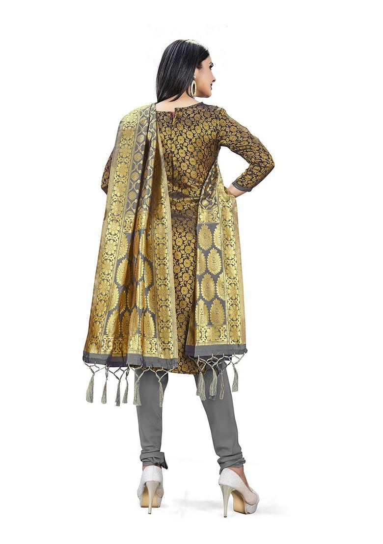 Black Woven Poly Blend Kurta Set - Indya