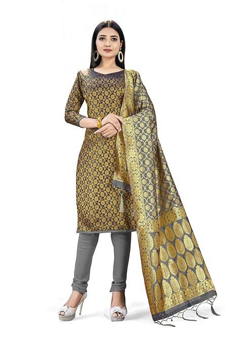 Black Woven Poly Blend Kurta Set