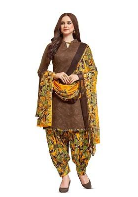 Brown Printed Pure Cotton Kurta Set