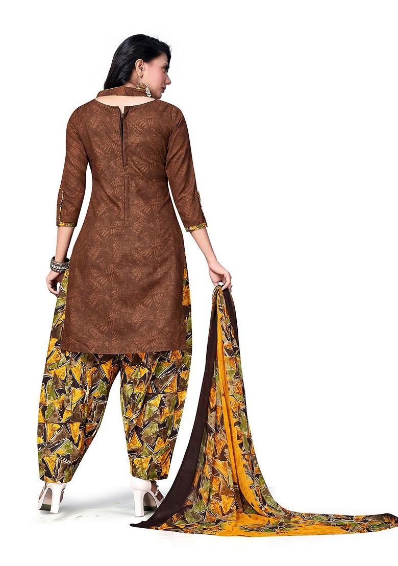 Brown Printed Pure Cotton Kurta Set - Indya