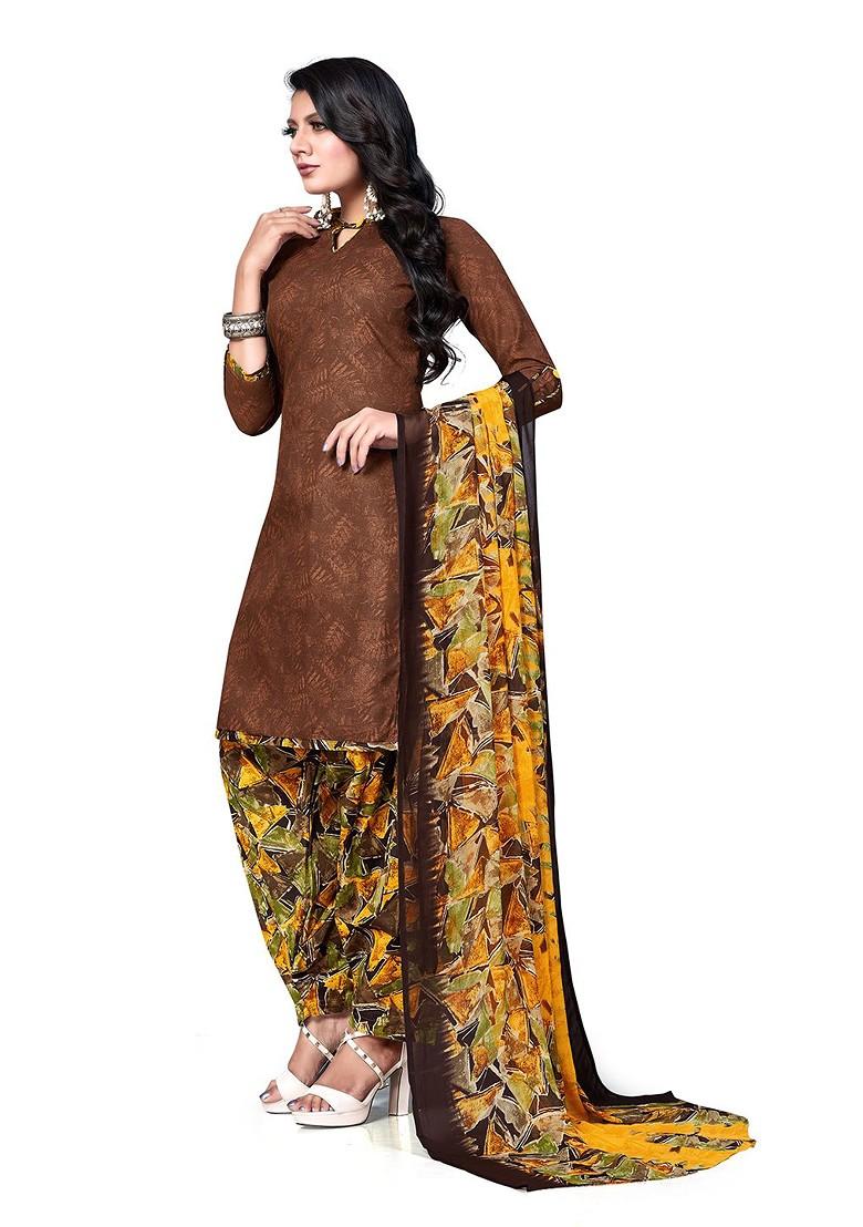 Brown Printed Pure Cotton Kurta Set - Indya