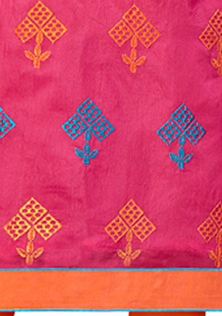 Pink Embroidered Cotton Kurta Set