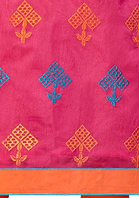 Pink Embroidered Cotton Kurta Set