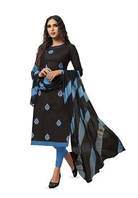 Black Embroidered Cotton Kurta Set