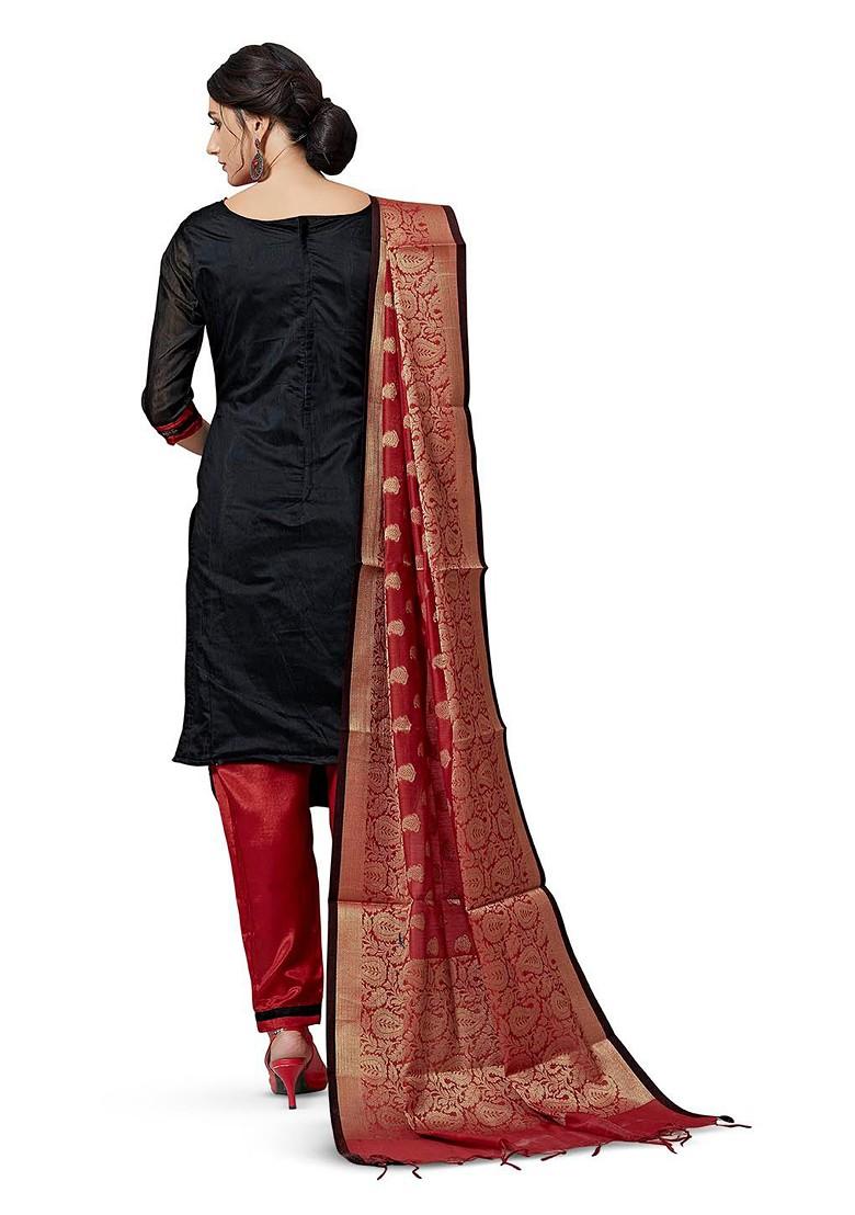 Black Woven Banarasi Silk Kurta Set