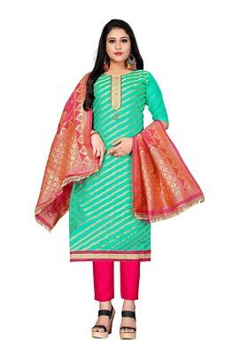 Sea Green Woven Poly Blend Kurta Set