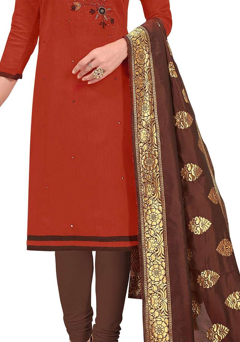 Maroon Embroidered Cotton Straight Kurta Set - Indya