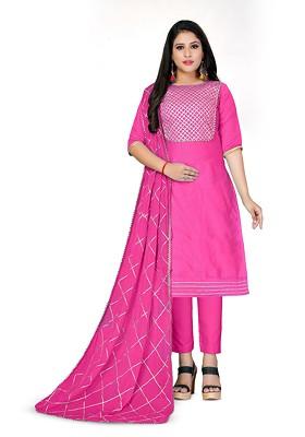 Pink Geometric Print Cotton Kurta Set