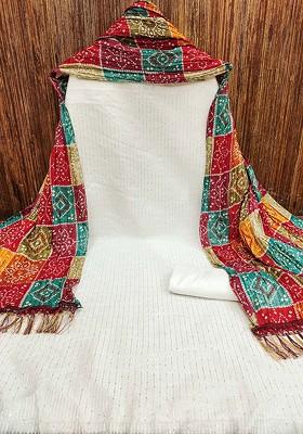 Off White Embellished Poly Blend Kurta Set