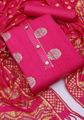 Pink Woven Poly Blend Kurta Set