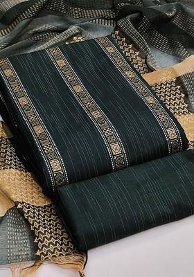 Green Woven Poly Blend Kurta Set