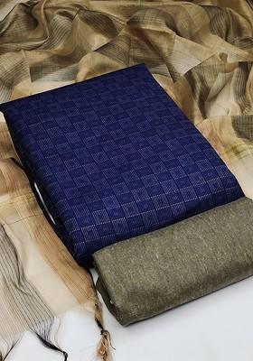 Blue Solid Poly Blend Kurta Set