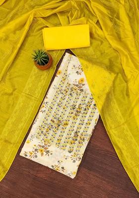 Yellow Embellished Poly Blend Kurta Set