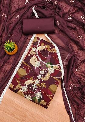 Maroon Embellished Poly Blend Kurta Set
