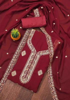 Maroon Embellished Poly Blend Kurta Set