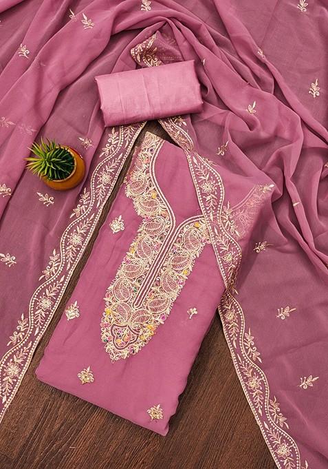 Lavender Embellished Poly Blend Kurta Set