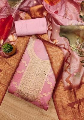 Pink Embellished Organza Kurta Set