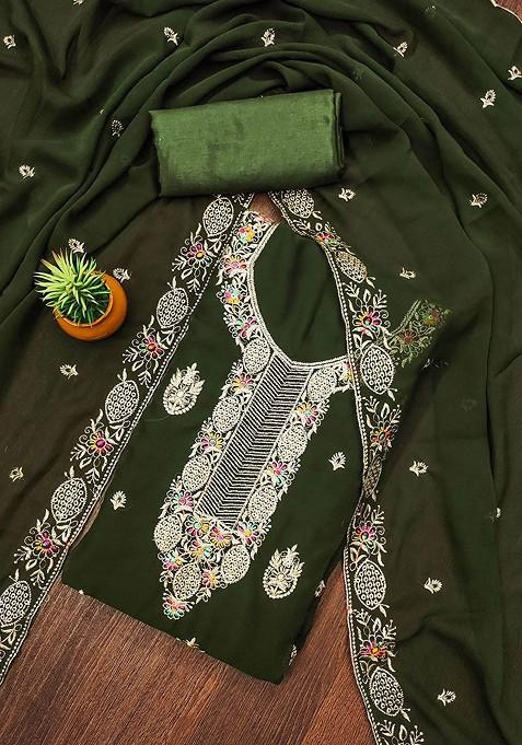 Green Embellished Poly Blend Kurta Set