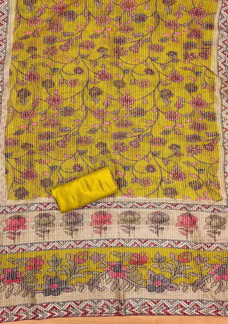 Lime Green Embroidered Poly Straight Kurta Set - Indya