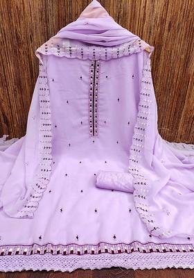 Purple Embroidered Silk Georgette Kurta Set