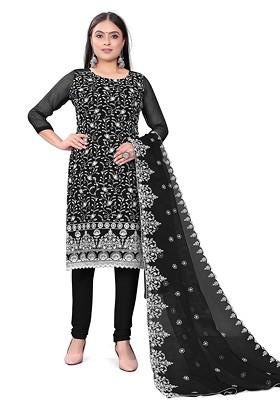 Black Embroidered Organza Kurta Set
