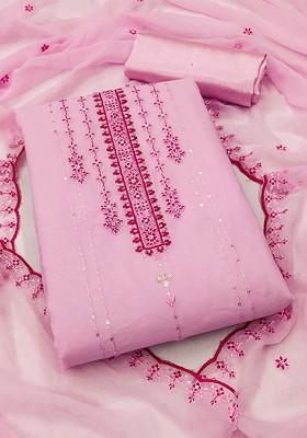 Pink Embellished Silk Georgette Kurta Set