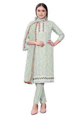Sea Green Embroidered Poly Blend Kurta Set