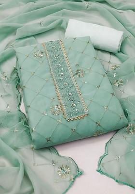 Sea Green Embellished Silk Georgette Kurta Set