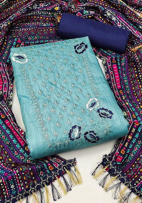 Sea Green Embroidered Poly Blend Kurta Set