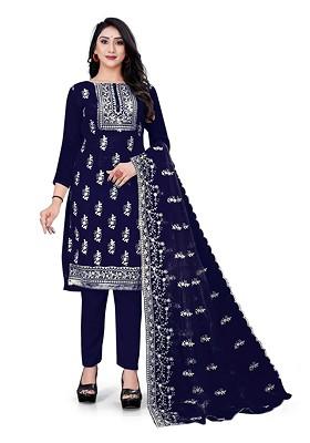 Blue Embroidered Organza Kurta Set