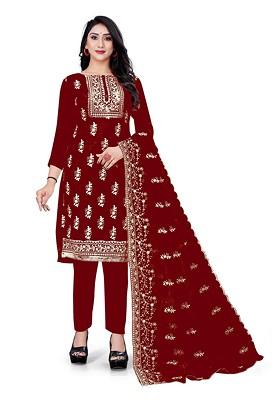 Maroon Embroidered Organza Kurta Set