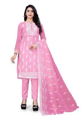 Pink Embroidered Organza Kurta Set