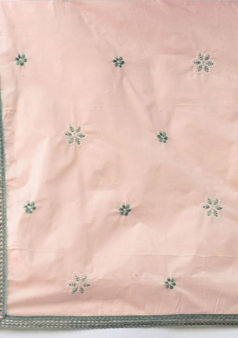 Peach Embroidered Poly Blend Kurta Set - Indya