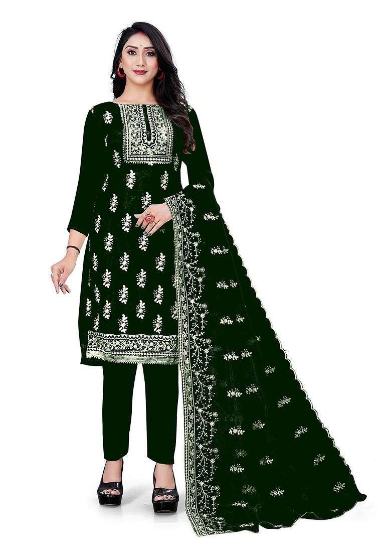 Green Embroidered Organza Pakistani Suit Set - Indya