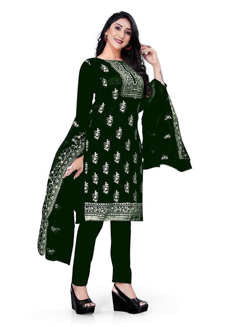 Green Embroidered Organza Pakistani Suit Set - Indya
