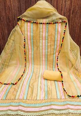 Yellow Embroidered Cotton Kurta Set