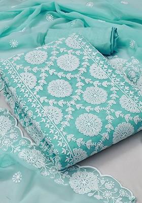 Sea Green Embroidered Silk Georgette Kurta Set