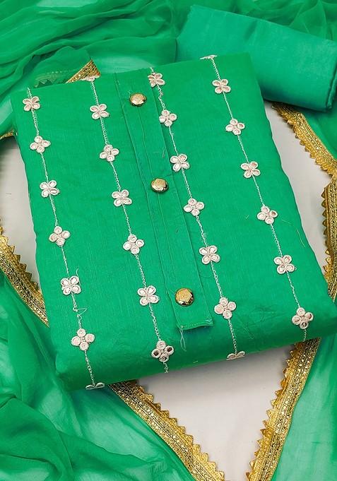 Sea Green Embroidered Poly Blend Kurta Set