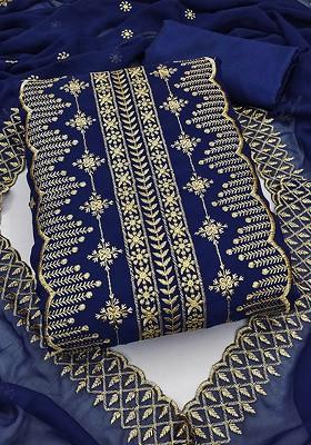 Blue Embroidered Silk Georgette Kurta Set